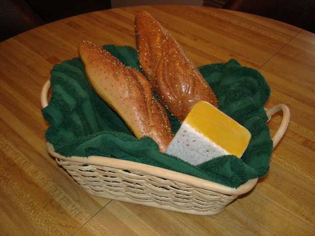 Fake bread and cheese