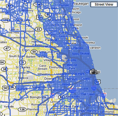 Google Chicago Metro Area Street View Coverage