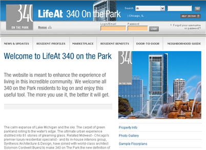 LifeAt 340 on the Park home page