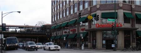 Corner of Sheffield & Fullerton in Lincoln Park