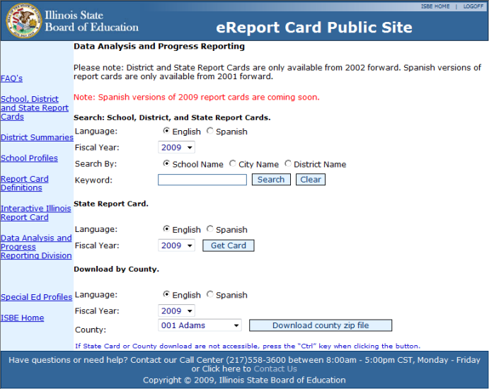 Illinois State Board of Education eReport Card Public Site