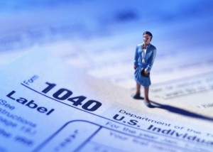 Woman on tax form