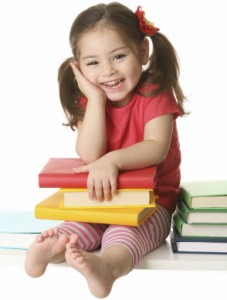 young girl with books