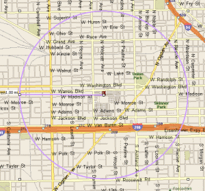 1 Mile Radius Surrounding the United Center Mao